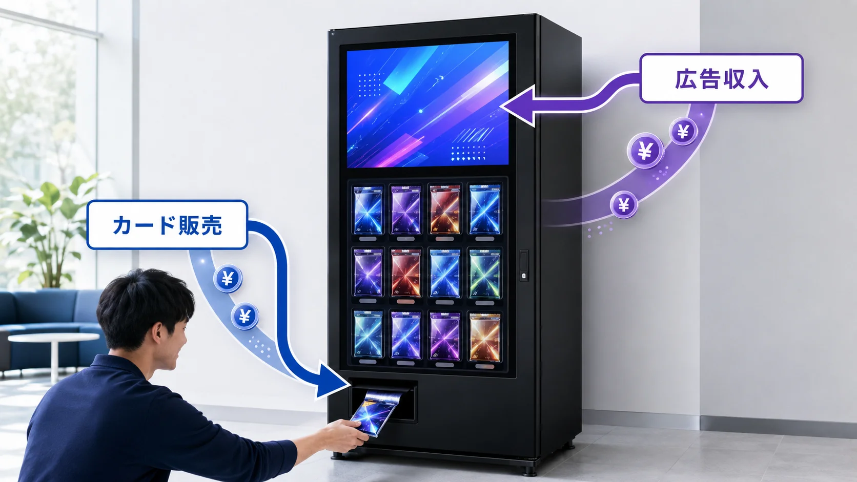 カード販売収益と広告収益の二本柱を示す図解